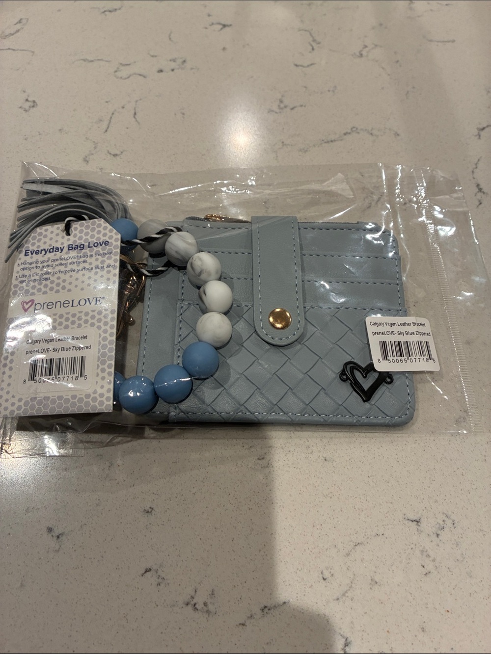 preneLOVE Sky Blue Card & Key Holder with Beaded Wristlet